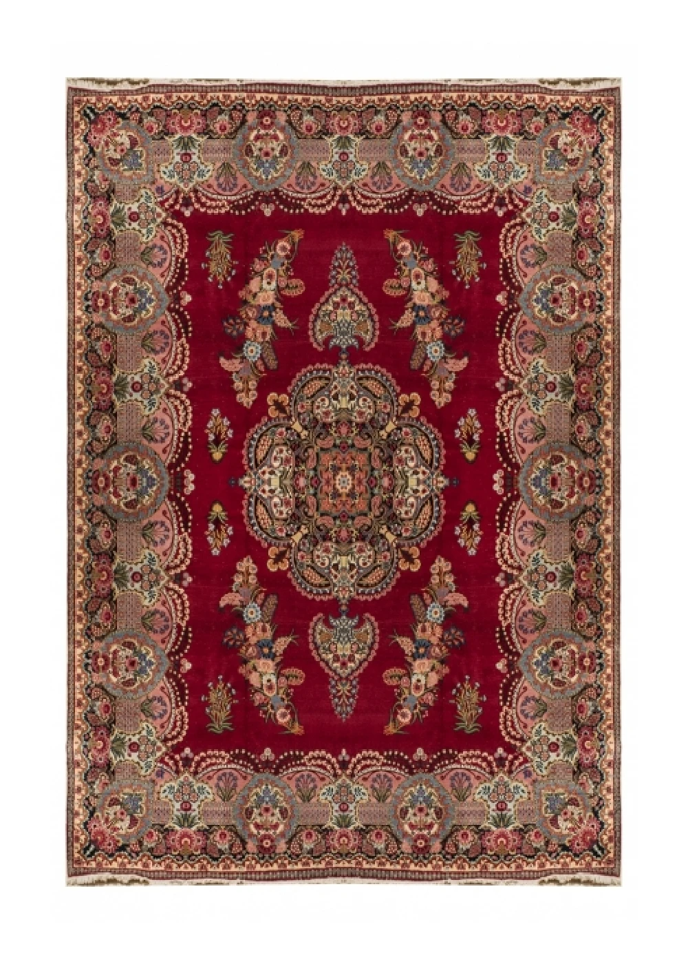 Semi-antique Handmade Red Persian Birjand Rug 50180